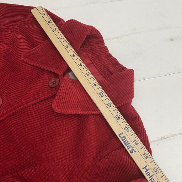 J Jill Corduroy Red Corduroy Chore Barn Shirt Jacket Women's Small Pockets - Picture 10 of 14